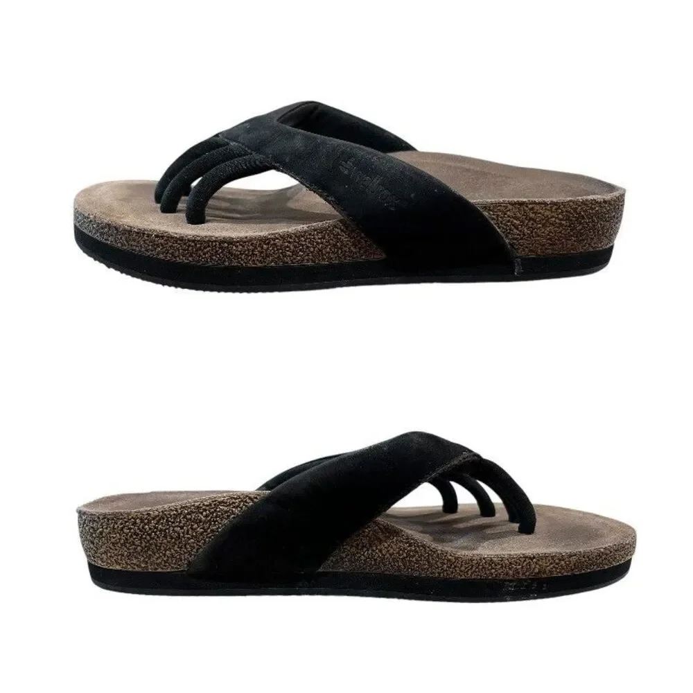 Wellrox Women's Black Nubuck Five Toe Separator Sandals  Size 10  Comfort Casual